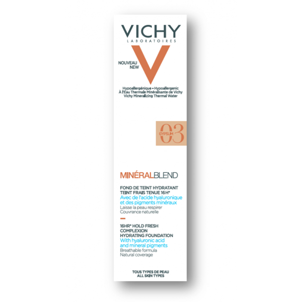 Vichy Minéralblend Fond de Teint Hidratante Fixação Fresca 16H - Tom Gypsum 03