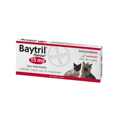 Baytril Palatavel Comp Cao/Gato 3kg 15mgx10