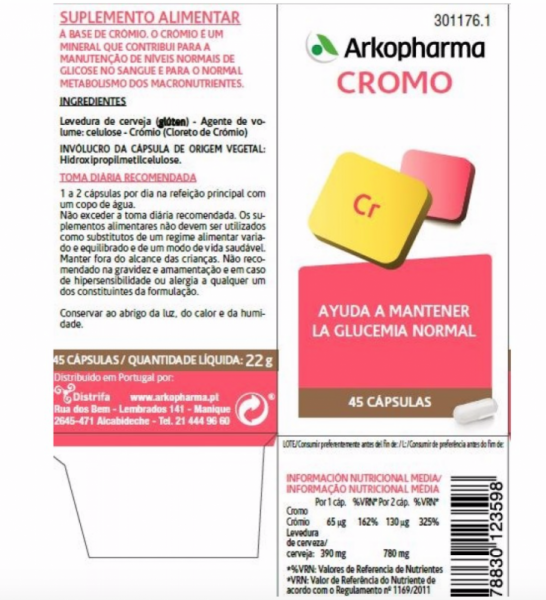 Arkopharma Crómio x 45 cápsulas