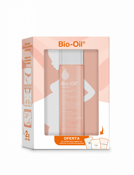 Bio-Oil Óleo corporal 200 ml com Oferta de Cartões para registar momentos da gravidez