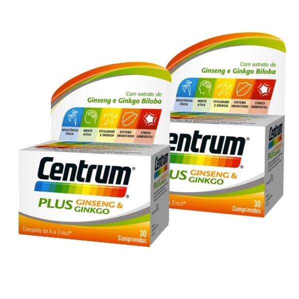 Centrum Plus Ginseng & Ginkgo Duo Comprimidos 2 x 30 Unidade(s) com Oferta de 50% na 2ª Embalagem