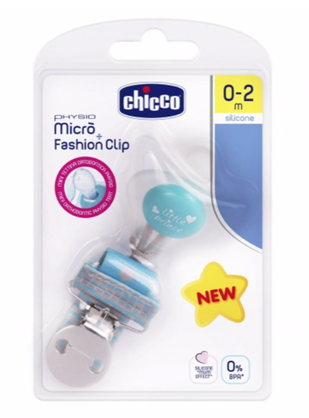 Chicco Pack Physio Micro Chupeta Silicone + Fashion Clip Menino 0-2