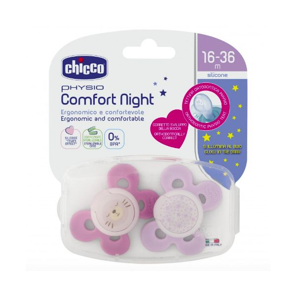Chicco Chupeta Silicone Physio Comfort Night Girl 16-36M Cor C 2x