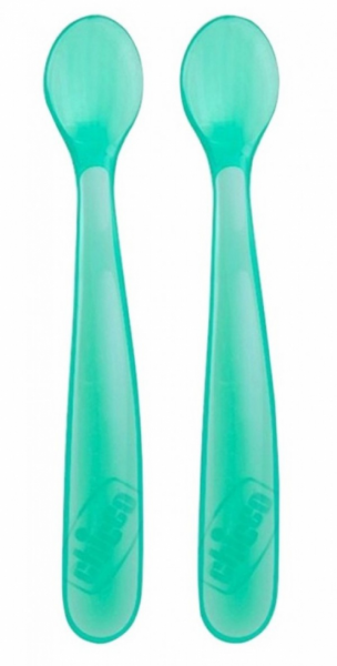 Chicco Colher Silicone 6m+ Azul X2