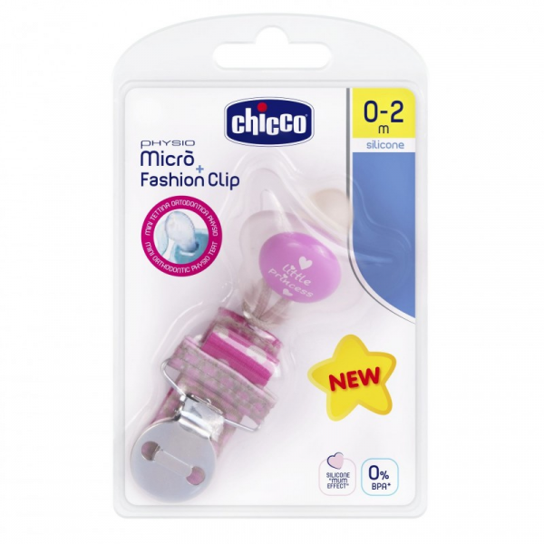 Chicco Pack Physio Micro Chupeta Silicone + Fashion Clip Menina 0-2