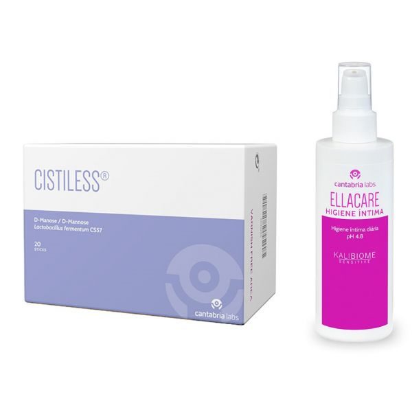 Cistiless Pó para solução oral 20 Stick 2g com Oferta de Ellacare Leite de higiene íntima diária 75 ml