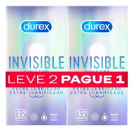Durex Invisible Extra Lubrificado Preservativos x12 Leve2 Pague1