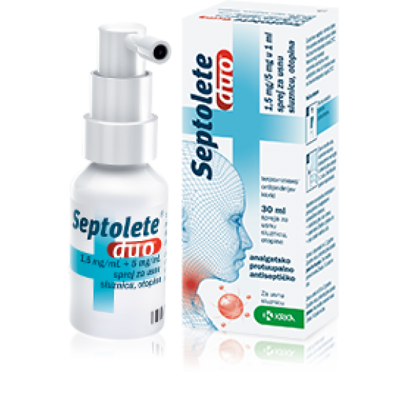 Septolete Duo Spray, 1,5/5mg/mL-30mL x 1 sol pulv bucal