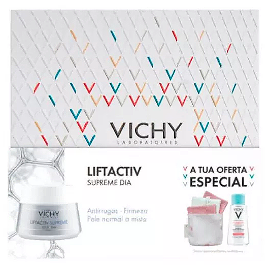 Vichy Xmas\'21 Liftactiv Supreme Creme pele normal a mista 50ml com Oferta de Puret Thermale gua micelar pele sensvel 100ml + Discos desmaquilhantes