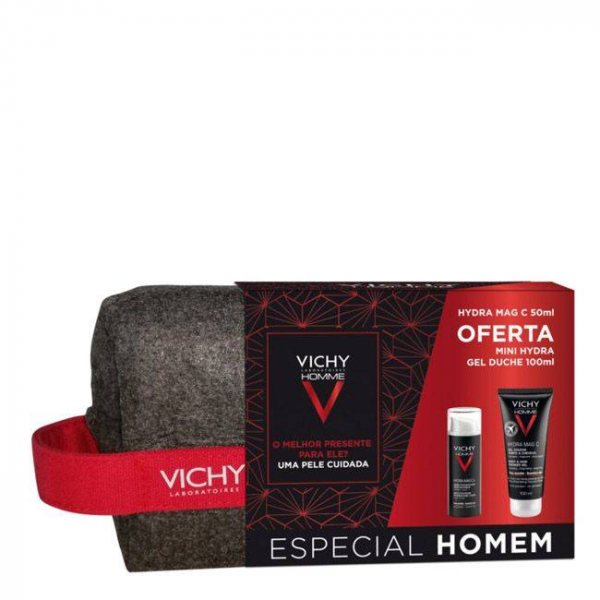 Vichy Homme Coffret HydraMag C+ Hidratante Antifadiga Rosto+Olhos c/ Oferta Mini Gel de Duche